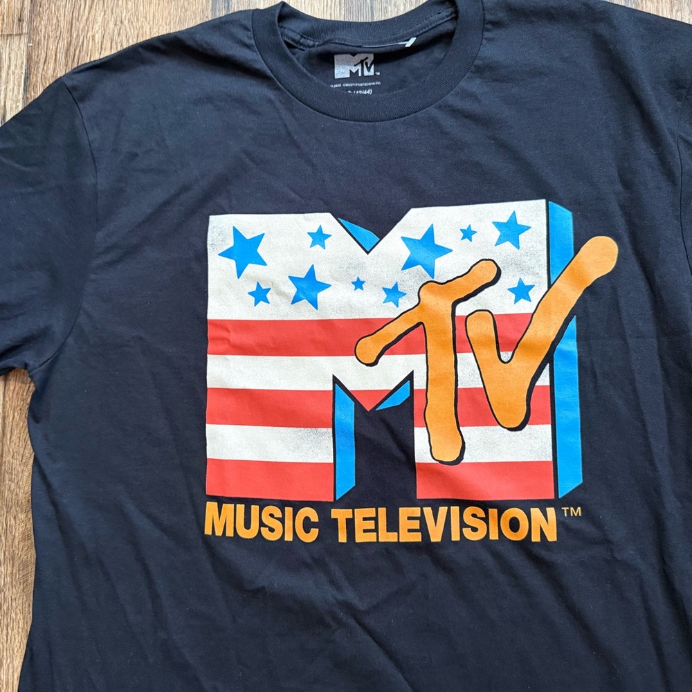 MTV Music‎ Television Graphic Tee Men’s Large Black Logo T-Shirt NEW - Picture 2 of 6